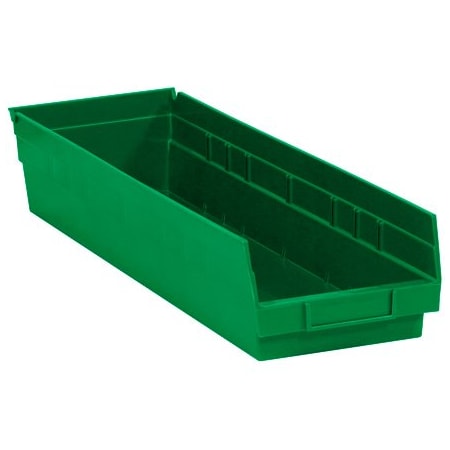 Bsc Preferred 23 5/8 x 6 5/8 x 4'' Green Plastic Shelf Bin Boxes, 8PK BUY00012452